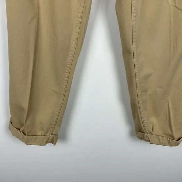 TOPSHOP Rory Paperbag Waist Utility Trousers Cuffed Crop Pants in Beige‎ 4​​​​​ - Picture 3 of 8